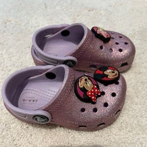Purple glitter toddler crocs
